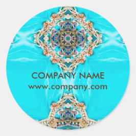 Sticker Rond massothérapeute chakra Yoga turquoise bohème