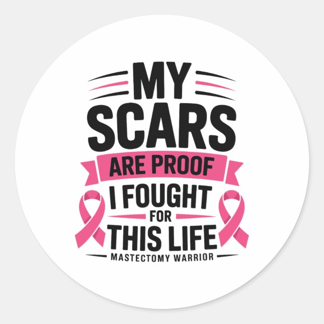 Sticker Rond Mastectomie Funny Cancer du sein Survivant (Devant)