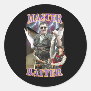 Sticker Rond Master Byiter Vintage B Pêche Funny Angler