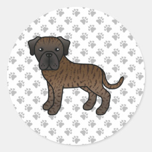Sticker Rond Mastiff Anglais Bringé Chien de Dessin Animé Migno