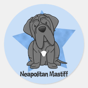 Sticker Rond Mastiff napolitain d'étoile de Kawaii