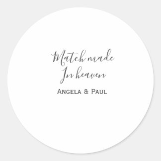 Sticker Rond Match made in heaven name couple wedding simple 