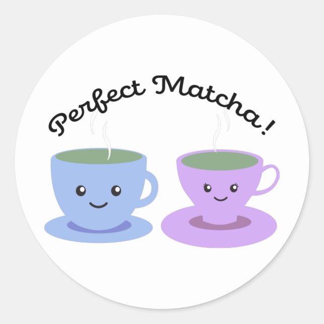 Sticker Rond Matcha mignonne et amusante (Devant)