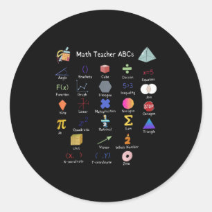 Sticker Rond Math Enseignant Abcs Alphabet Enseignant pédagogiq