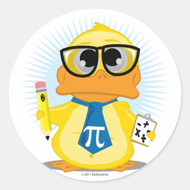 Sticker Rond Math Enseignant Canard (Devant)