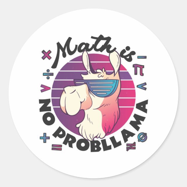 Sticker Rond Math n'est pas ProbLlama (Devant)
