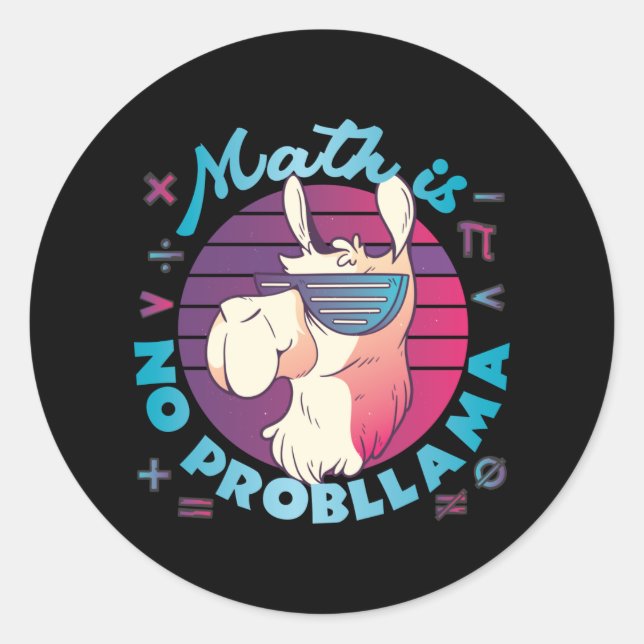 Sticker Rond Math n'est pas ProbLlama (Devant)