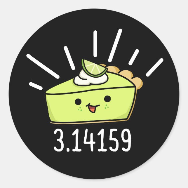 Sticker Rond Math Pi Nombre Funky Pie Pun Dark BG (Devant)