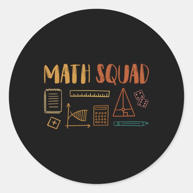 Sticker Rond Math Squad Math Enseignant Math (Devant)