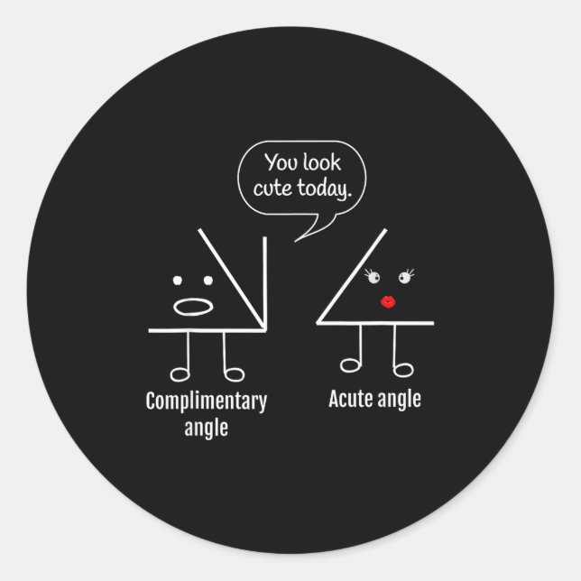 Sticker Rond Math Teacher Tee - Complimentary Acute Angle  (Devant)