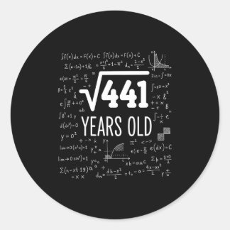 Sticker Rond Mathematics Square Root 441 Years Old, Clever Math