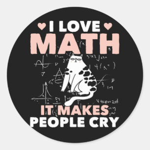 Sticker Rond Mathématiques Amoureux de les chats amusantes Hum