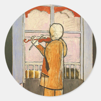 Sticker Rond Matisse, violoniste à la fenêtre