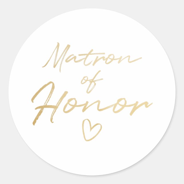 Sticker Rond Matron d'honneur - Baguette de fausse feuille d'or (Devant)