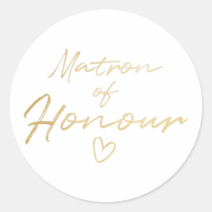 Sticker Rond Matron d'honneur - Baguette de fausse feuille d'or