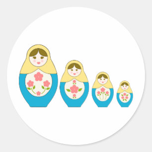 Sticker Rond Matryoshka Poupées russes de nidification