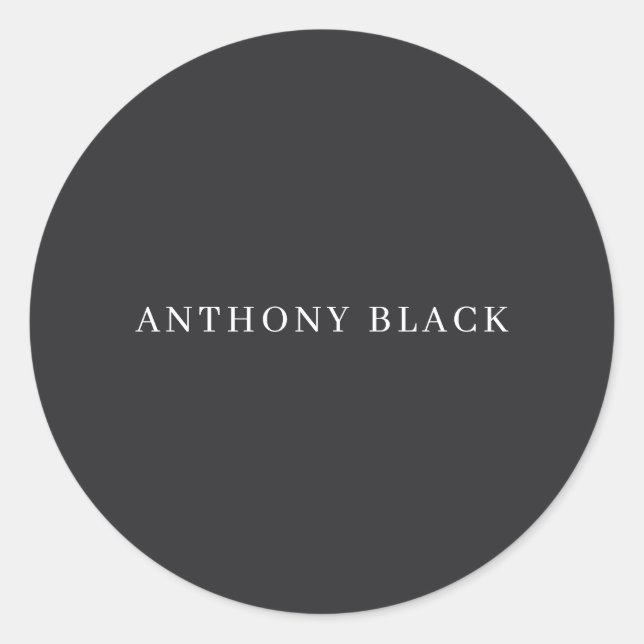 Sticker Rond Matte Black Minimalist Plain Elegant Classical (Devant)