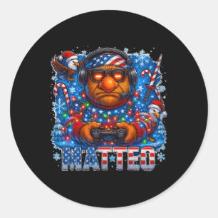 Sticker Rond Matteo Mème Italian Brainrot Noël Drapeau Usa Ga