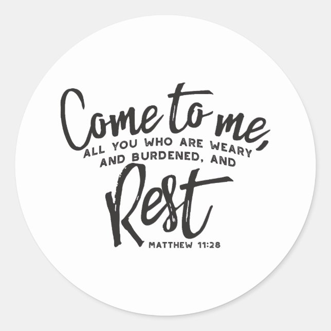 Sticker Rond Matthieu 11 Verse de la Bible (Devant)
