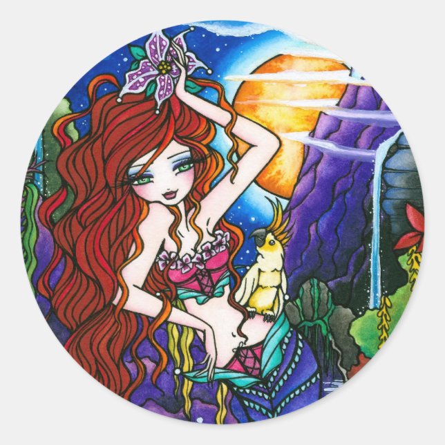 Sticker Rond Maui Princess Mermaid Fairy Cockatoo (Devant)