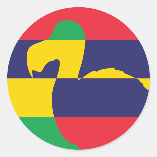 Sticker Rond Maurice Dodo Mauricien Drapeau animal national (Devant)