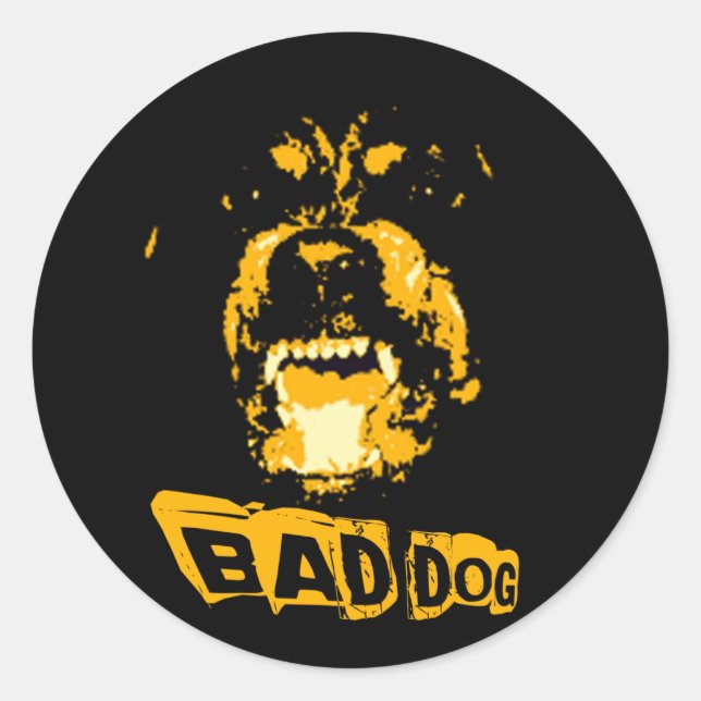 Sticker Rond Mauvais chien (Devant)