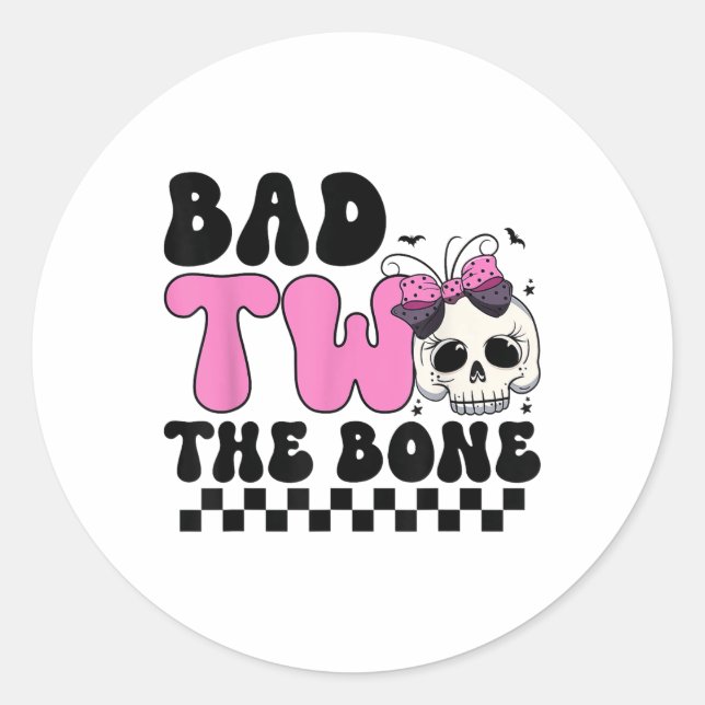 Sticker Rond Mauvais Deux L'Os 2e Anniversaire Fille Enfant Bir (Devant)