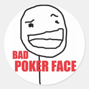 Sticker Rond Mauvais visage de poker