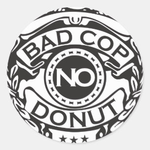 Sticker Rond Mauvaise cannette de fil aucun beignet - noir