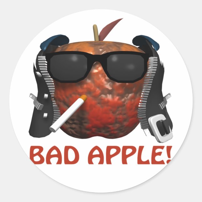 Sticker Rond Mauvaise pomme (Devant)