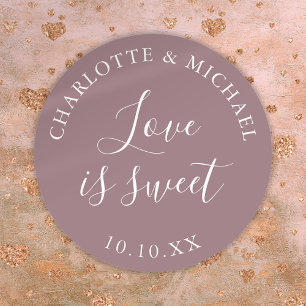 Sticker Rond Mauve Love Est Un Mariage Sucré Faveur