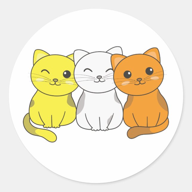 Sticker Rond Maverique Flag Pride Lgbtq Cute Cat Bunch Classic (Devant)