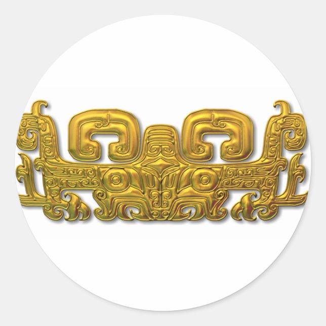 Sticker Rond Mayan Jaguar - Or (Devant)