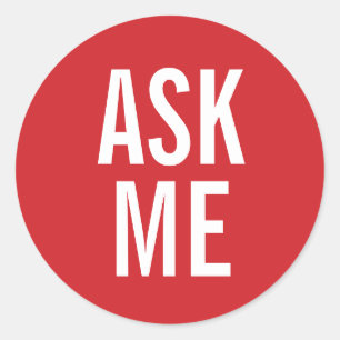 Sticker Rond Me demander  Insigne volontaire rouge