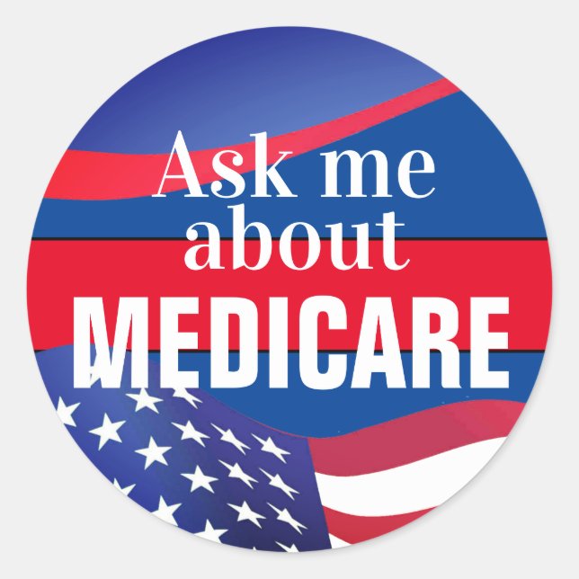 Sticker Rond Me questionner sur Medicare (Devant)