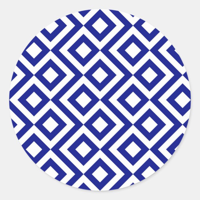 Sticker Rond Meander bleu et blanc (Devant)