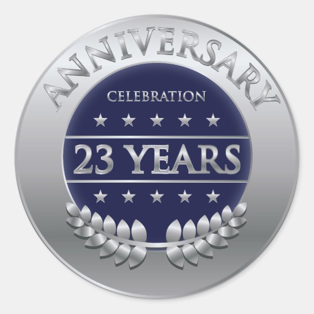 Sticker Rond Médaille d'argent pour le vingt-troisième annivers (Devant)