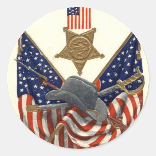 Sticker Rond Médaille de la guerre civile de l'Union du drapeau (Devant)