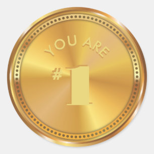 Sticker Rond Médaille d'or classique personnalisable. Vous êtes