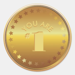 Sticker Rond Médaille d'or classique personnalisable. Vous êtes