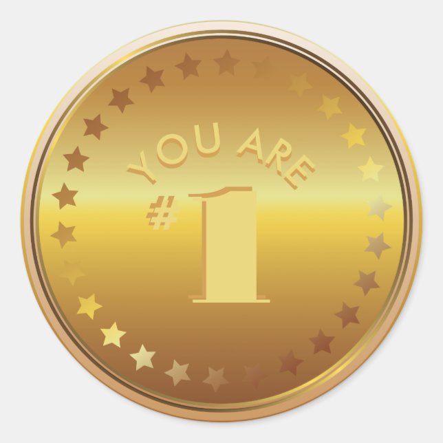 Sticker Rond Médaille d'or classique personnalisable. Vous êtes (Devant)