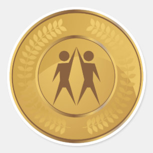 Sticker Rond Médaille d'or de travail d'équipe