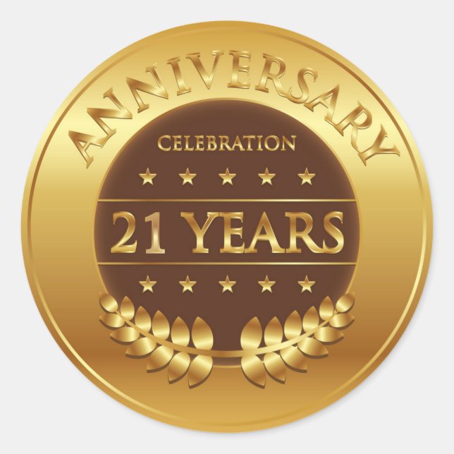 Sticker Rond Médaille d'or du 21° anniversaire (Devant)