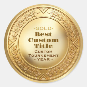 Sticker Rond Médaille d'or réaliste 3D personnalisable et modif
