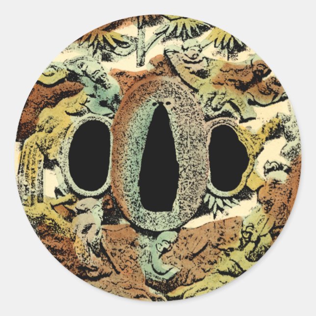 Sticker Rond Médaillon asiatique doré par Vision Studio (Devant)