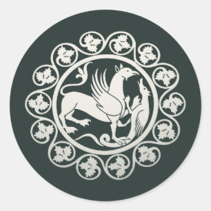 Sticker Rond Médaillon de combat de griffon médiéval