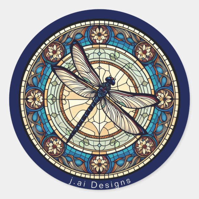 Sticker Rond Médaillon de libellules (Devant)