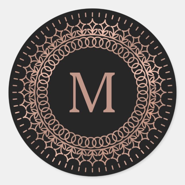 Sticker Rond Médaillon d'or Rose Black & Faux (Devant)