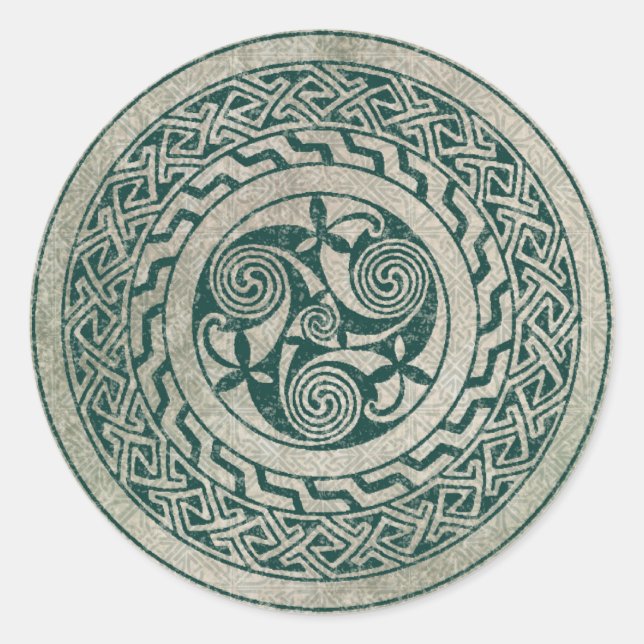 Sticker Rond Médaillon irlandais Celtic Knotwork Motif en vert (Devant)