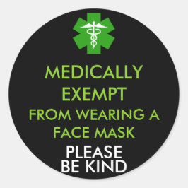Sticker Rond Médecin Exempté Des Masques Visuels